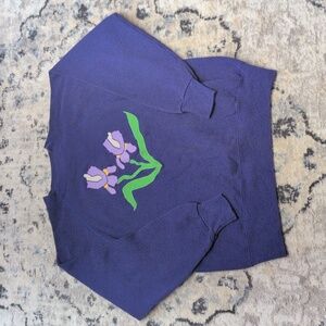 Vintage Ultra Sweats Purple Floral Graphic Crewneck Sweatshirt USA L